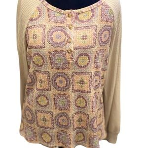 Cato Beige and Purple Patterned Top